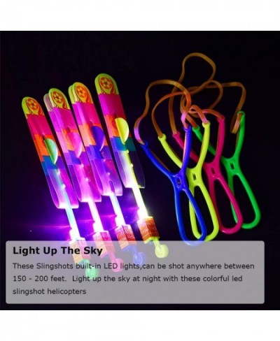 24Pieces Arrow Rocket Helicopter 12 Launchers + 12 LED Helicopters Rocket Slingshot Flying Copters for Glow in The Dark Kids ...