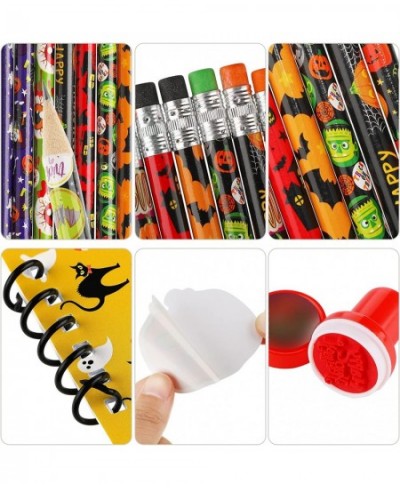 86 Pieces Halloween Party Favor Toys for Kids Halloween Spooky Notepad Set Halloween Pencils Notebook Stickers Seal Stamp $22...