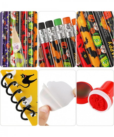 86 Pieces Halloween Party Favor Toys for Kids Halloween Spooky Notepad Set Halloween Pencils Notebook Stickers Seal Stamp $22...