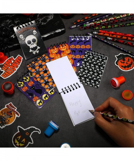 86 Pieces Halloween Party Favor Toys for Kids Halloween Spooky Notepad Set Halloween Pencils Notebook Stickers Seal Stamp $22...