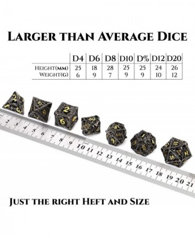 Metal DND Dice Set - Premium Hollow Black and Gold Dragon Metal Dice for Role Playing Games (RPG) - Polyhedral Dice Set for D...