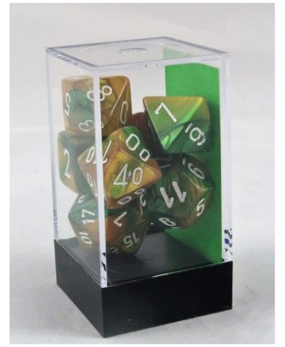 Polyhedral 7-Die Gemini Dice Set - Gold-Green with White CHX26425 $18.40 - Game Accessories