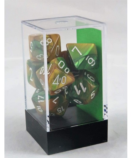 Polyhedral 7-Die Gemini Dice Set - Gold-Green with White CHX26425 $18.40 - Game Accessories