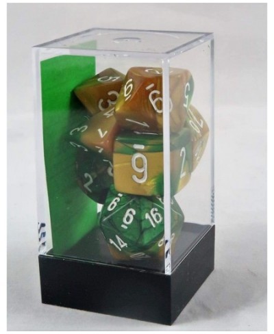 Polyhedral 7-Die Gemini Dice Set - Gold-Green with White CHX26425 $18.40 - Game Accessories