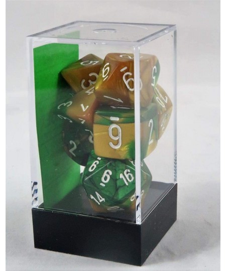 Polyhedral 7-Die Gemini Dice Set - Gold-Green with White CHX26425 $18.40 - Game Accessories