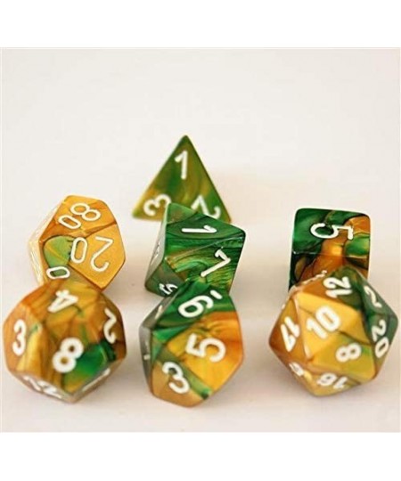 Polyhedral 7-Die Gemini Dice Set - Gold-Green with White CHX26425 $18.40 - Game Accessories