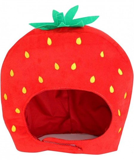 Cute Strawberry Hat Fashion Funny Photo Costume Props Soft Stuffed Plush Hat Novelty Gift $23.47 - Kids' Dress-Up Accessories