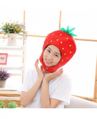 Cute Strawberry Hat Fashion Funny Photo Costume Props Soft Stuffed Plush Hat Novelty Gift $23.47 - Kids' Dress-Up Accessories