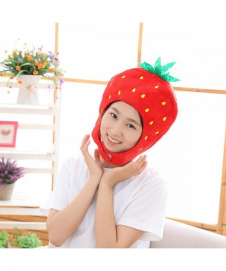 Cute Strawberry Hat Fashion Funny Photo Costume Props Soft Stuffed Plush Hat Novelty Gift $23.47 - Kids' Dress-Up Accessories