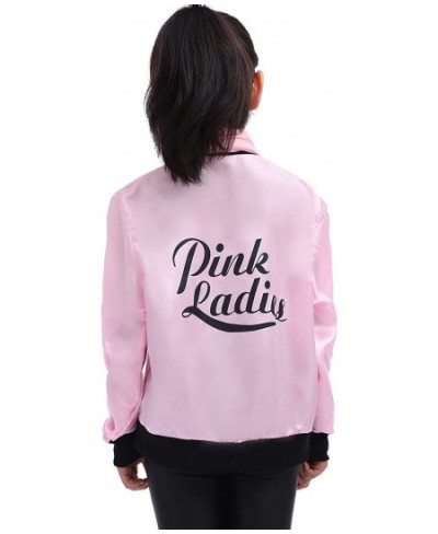 1950s Girls Party Pink Ladies Jacket Grease Costume with Chiffon Pink Neck Scarfs and Black Cat Eye Glasses $37.58 - Kids' Co...