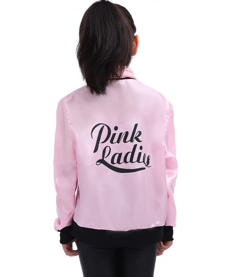 1950s Girls Party Pink Ladies Jacket Grease Costume with Chiffon Pink Neck Scarfs and Black Cat Eye Glasses $37.58 - Kids' Co...