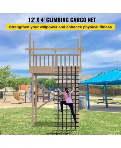 Climbing Cargo Net 12' x 4' Playground Climbing Net Polyester Material Rope Ladder Swingset Large Military Climbing Cargo Net...