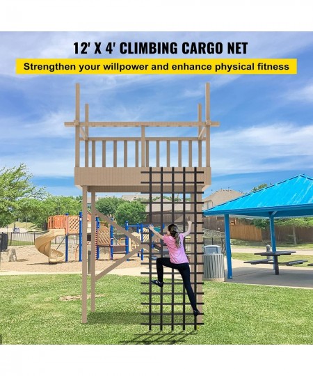 Climbing Cargo Net 12' x 4' Playground Climbing Net Polyester Material Rope Ladder Swingset Large Military Climbing Cargo Net...