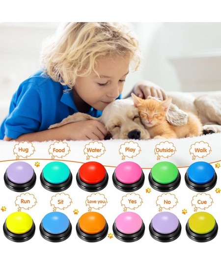 12 Pcs Dog Button Communication Button Cat Sound Button Game Button Recordable Talking Button 30 Seconds Voice Recording Butt...