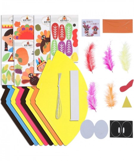 8 Pieces Thanksgiving Turkey Craft Kit Party Hat Craft Fun Celebration Kit for Thanksgiving DIY Party Game Decoration 8 Style...