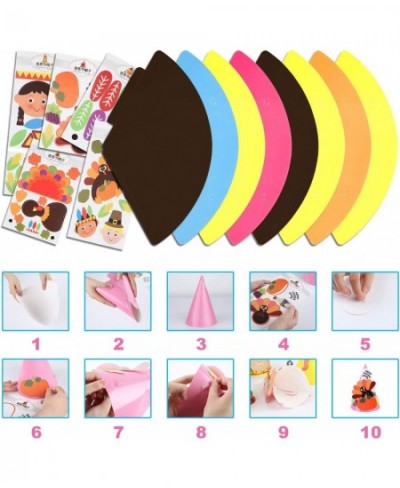 8 Pieces Thanksgiving Turkey Craft Kit Party Hat Craft Fun Celebration Kit for Thanksgiving DIY Party Game Decoration 8 Style...