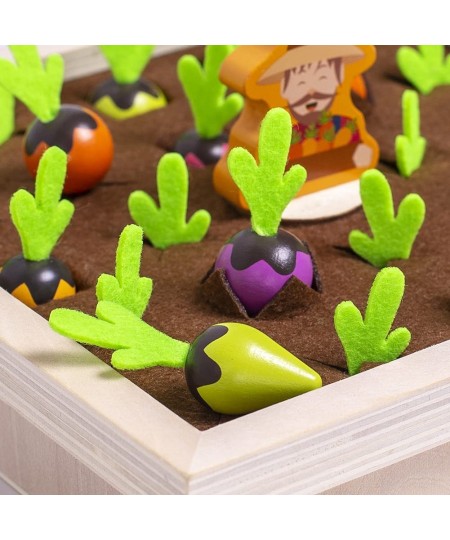 Montessori Toys - Carrot Harvest Planting Wooden Farm Toy Color Radish Memory Sorting Games for Developing Skill Educational ...