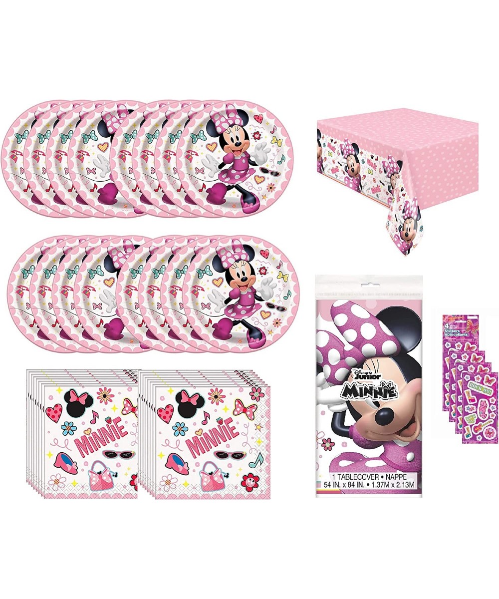 Minnie Birthday Party Supplies Bundle for 16 includes Dessert Plates Napkins Table Cover $29.25 - Kids' Party Tableware