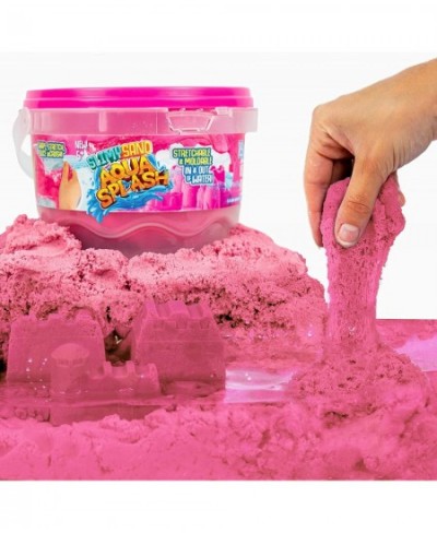 Aqua Splash by Horizon Group USA 1.5 lbs. of Stretchable & Moldable Pink Play Sand in & Out of Water in Reusable Bucket Non-S...