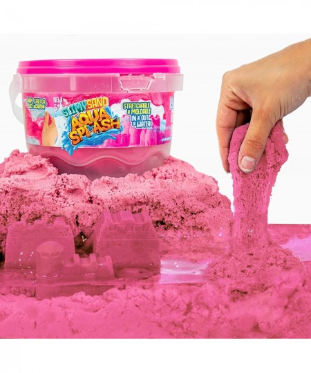 Aqua Splash by Horizon Group USA 1.5 lbs. of Stretchable & Moldable Pink Play Sand in & Out of Water in Reusable Bucket Non-S...