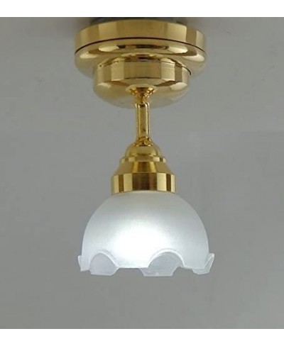 House Miniature Lighting Led Battery Light 1:12 Ceiling Lamp Fluted Shade $46.25 - Dollhouse Accessories