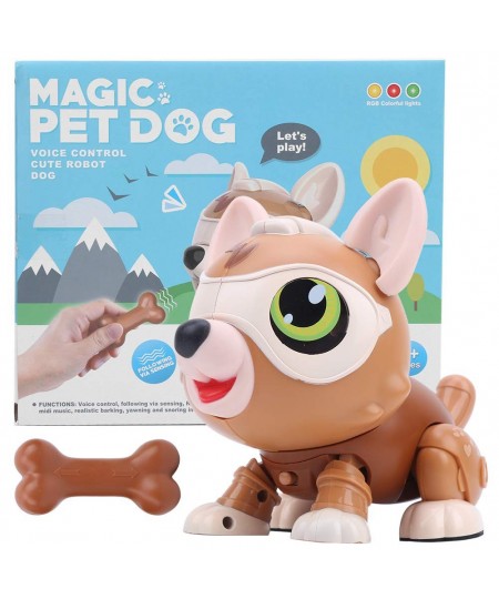 Robot Dog Toy Interactive Dancing Robotic Dog Multifunctional Singing for Kids Over 3 Years Boys and Girls(Magic Pet Dog Brow...