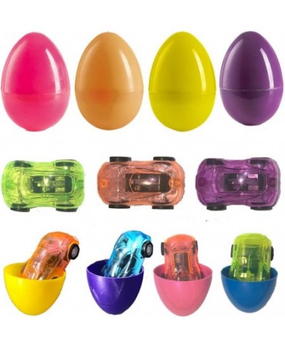 10 Pack Fillable Plastic Easter Egg with Mini Pull Back Vehicles for Easter Theme Party Favor Easter Eggs Hunt Basket Stuffer...