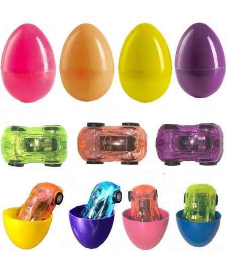 10 Pack Fillable Plastic Easter Egg with Mini Pull Back Vehicles for Easter Theme Party Favor Easter Eggs Hunt Basket Stuffer...