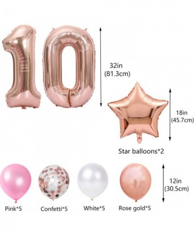 10th Birthday Decorations Rose Gold for Girls Double Digits 10th Birthday Balloon Happy Birthday Banner with Rose Gold Star F...