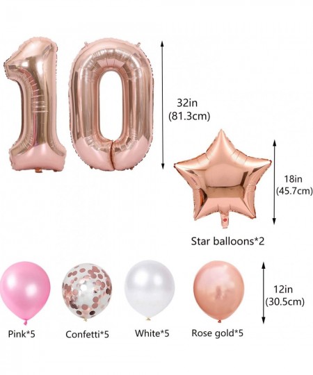 10th Birthday Decorations Rose Gold for Girls Double Digits 10th Birthday Balloon Happy Birthday Banner with Rose Gold Star F...