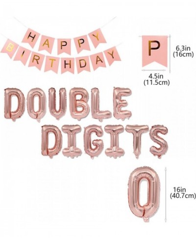 10th Birthday Decorations Rose Gold for Girls Double Digits 10th Birthday Balloon Happy Birthday Banner with Rose Gold Star F...