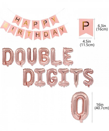 10th Birthday Decorations Rose Gold for Girls Double Digits 10th Birthday Balloon Happy Birthday Banner with Rose Gold Star F...