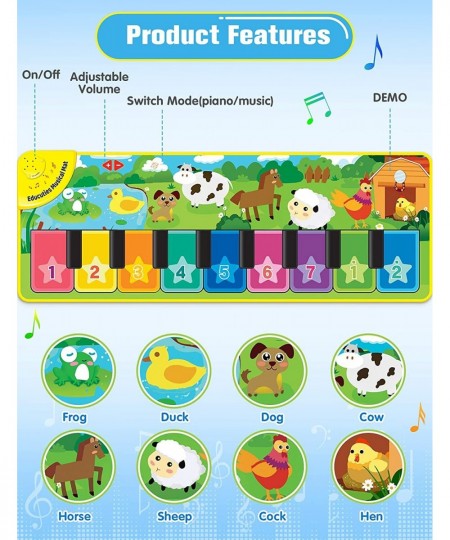 Baby Musical Learning Toys Floor Piano Playmat for Toddlers with Animal Flash Cards Music Sound for Early Education Touch Key...