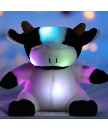 8'' Light up Dairy Cow Stuffed Animal Glow Milk Cattle LED Plush Toy Afraid of Dark Birthday Gift for Kids on Christmas Holid...