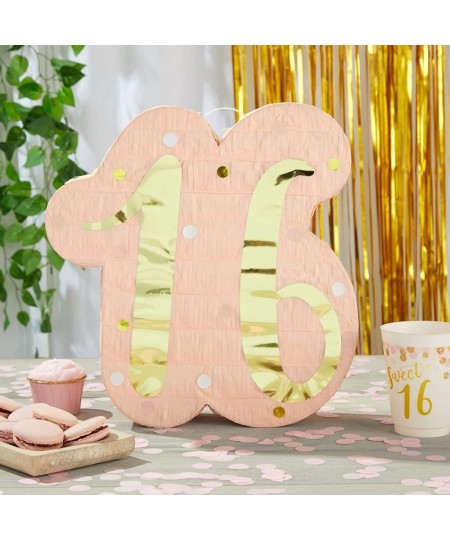 Sweet 16 Pinata for 16th Birthday Party Decorations Pink and Gold Foil Number (16.5 x 13 x 3 In) $26.65 - Piñatas