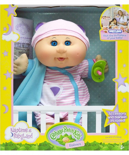 12.5" Naptime Babies - Bald/Blue Eye Girl Baby Doll (Pink Stripe Jumper Fashion) $88.16 - Dolls