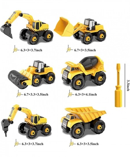 Take Apart Car Sandbox Toy Construction Vehicle 6" Trucks Assembly 6 in 1 Engineering Car with Screwdriver DIY STEM Education...