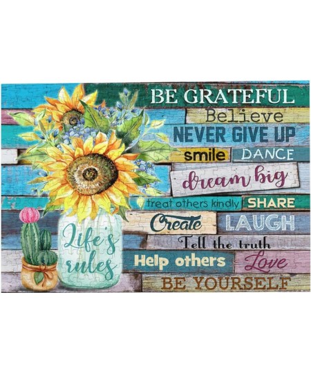 300 Pieces Wooden Sunflower Jigsaw Puzzles for Adults and Teenagers Sunflower Motivational Quote Jigsaw Puzzle Game for Famil...