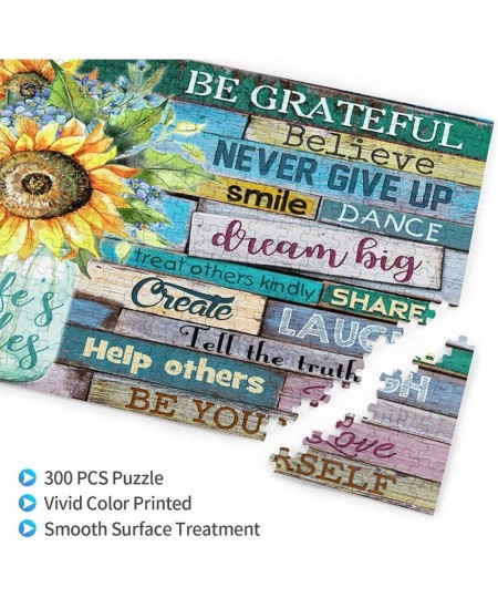 300 Pieces Wooden Sunflower Jigsaw Puzzles for Adults and Teenagers Sunflower Motivational Quote Jigsaw Puzzle Game for Famil...