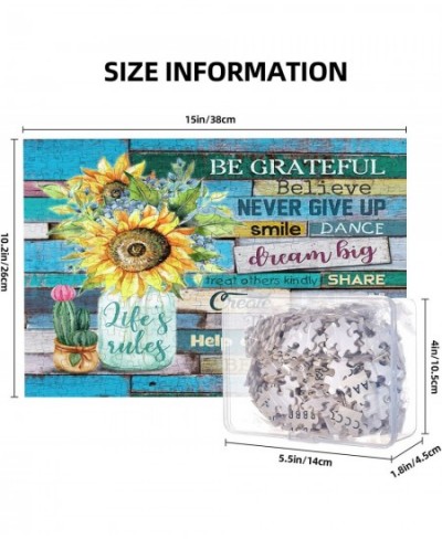 300 Pieces Wooden Sunflower Jigsaw Puzzles for Adults and Teenagers Sunflower Motivational Quote Jigsaw Puzzle Game for Famil...