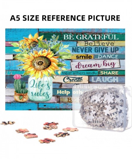 300 Pieces Wooden Sunflower Jigsaw Puzzles for Adults and Teenagers Sunflower Motivational Quote Jigsaw Puzzle Game for Famil...