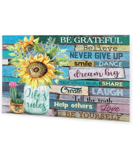 300 Pieces Wooden Sunflower Jigsaw Puzzles for Adults and Teenagers Sunflower Motivational Quote Jigsaw Puzzle Game for Famil...