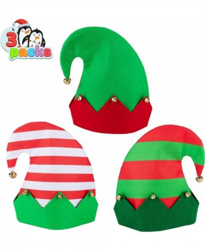 3 Packs Christmas Elf Felt Colorful Hat Christmas Holiday Party Hats featuring One size fits most unisex hats for Jingle Bell...