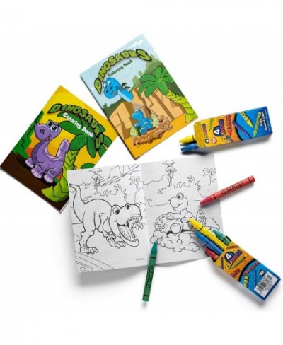 Mini Dinosaur Coloring Books for Kids Party Favor Set - Bulk Pack of 24 with 8 Packs of 4 Color Crayons (Total of 32) Dino Pa...