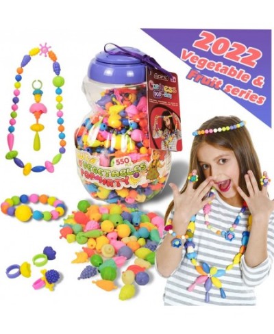 Pop Beads - Exclusive Fruit & Vegetable Jewelry Making Kit 550pcs for Girls 3-8 Years Old (Art and Craft Kids Toy for Party G...