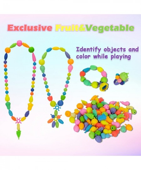 Pop Beads - Exclusive Fruit & Vegetable Jewelry Making Kit 550pcs for Girls 3-8 Years Old (Art and Craft Kids Toy for Party G...