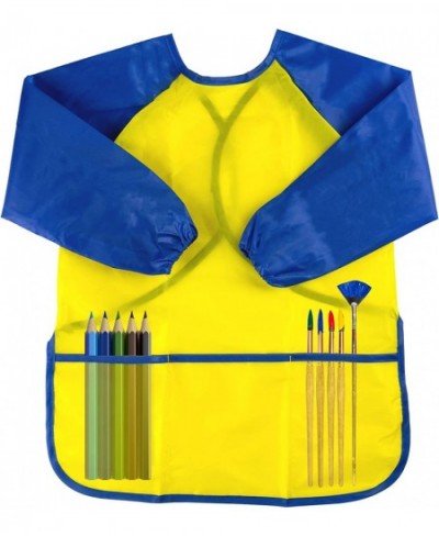 4 Pack Art Smocks for Toddlers Age 3 - 8 Washable Kids Painting Aprons with 3 Pockets Waterproof Baby Bibs with Long Sleeve f...