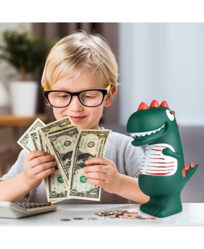 Dinosaur Piggy Bank for Kids Large Dino Money Box for Boys and Girls as Birthday Enrollment Baptism Birth Gifts (Green Cute D...