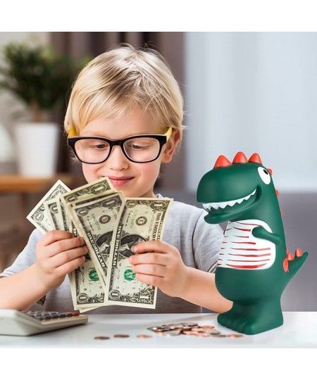 Dinosaur Piggy Bank for Kids Large Dino Money Box for Boys and Girls as Birthday Enrollment Baptism Birth Gifts (Green Cute D...