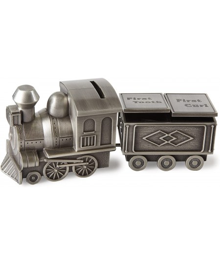 Pewter Plated Train Bank Tooth & Curl Boxes Set $70.36 - Money & Banking Play Toys